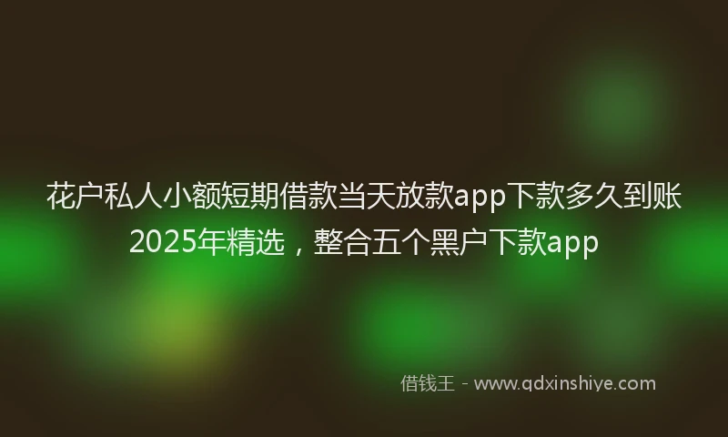 花户私人小额短期借款当天放款app下款多久到账2025年精选，整合五个黑户下款app