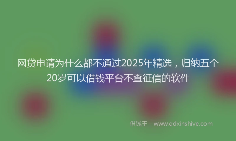 网贷申请为什么都不通过2025年精选，归纳五个20岁可以借钱平台不查征信的软件