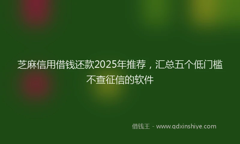 芝麻信用借钱还款2025年推荐，汇总五个低门槛不查征信的软件