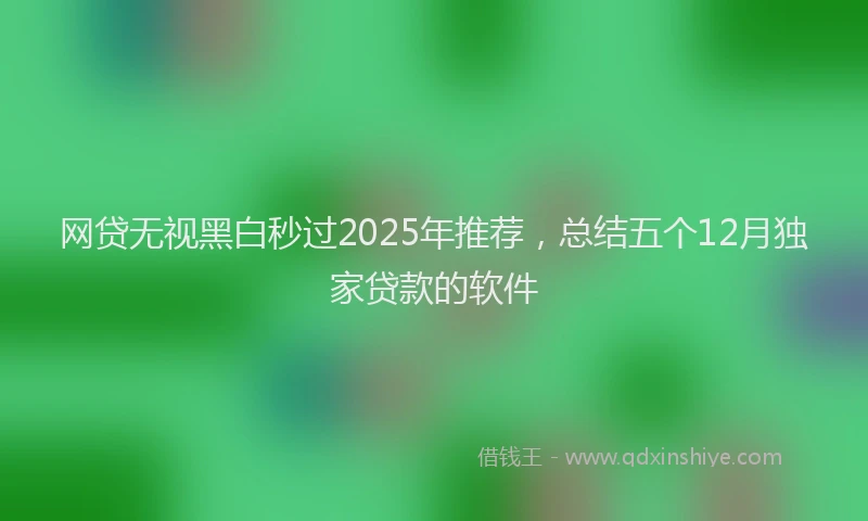 网贷无视黑白秒过2025年推荐，总结五个12月独家贷款的软件