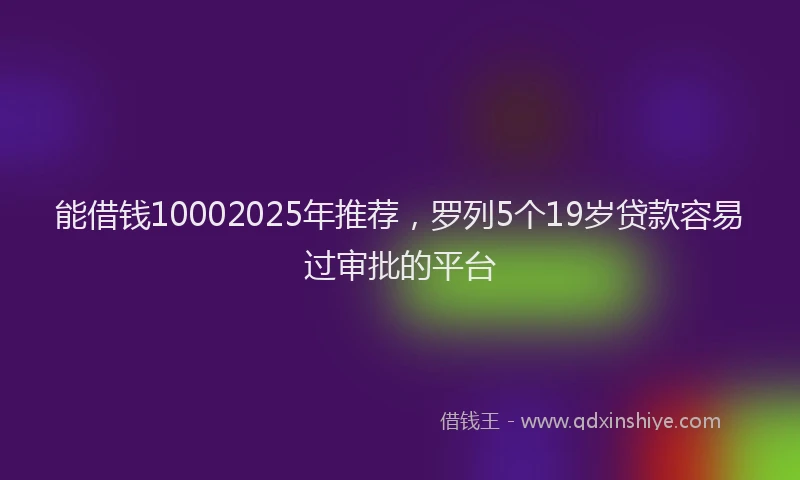 能借钱10002025年推荐，罗列5个19岁贷款容易过审批的平台