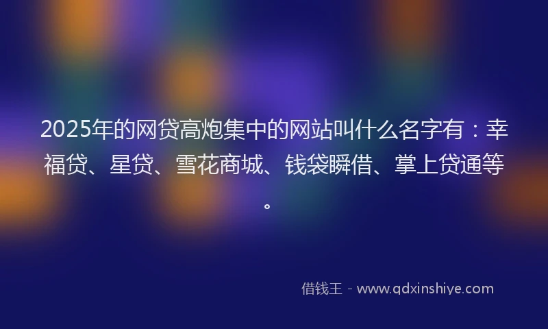 2025年的网贷高炮集中的网站叫什么名字有：幸福贷、星贷、雪花商城、钱袋瞬借、掌上贷通等。