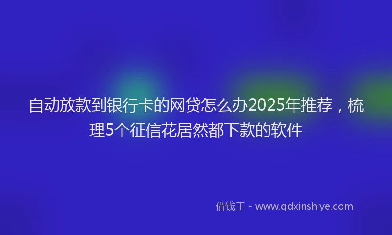 自动放款到银行卡的网贷怎么办2025年推荐，梳理5个征信花居然都下款的软件