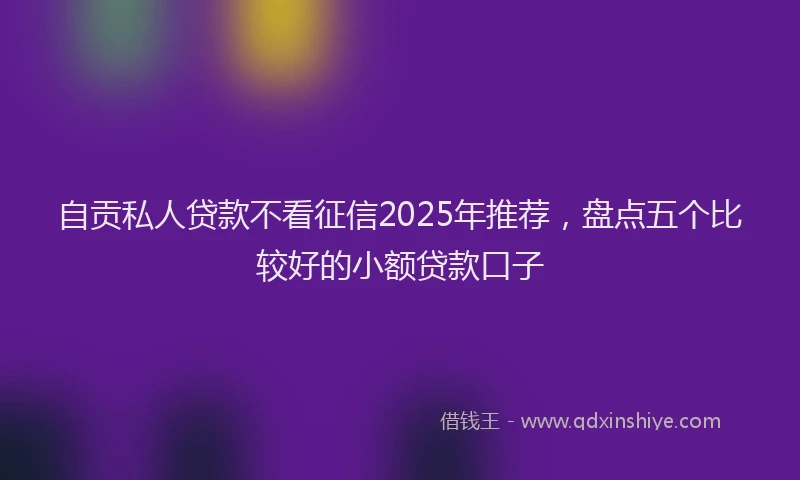 自贡私人贷款不看征信2025年推荐，盘点五个比较好的小额贷款口子