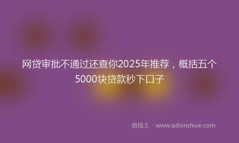 网贷审批不通过还查你2025年推荐，概括五个5000块贷款秒下口子