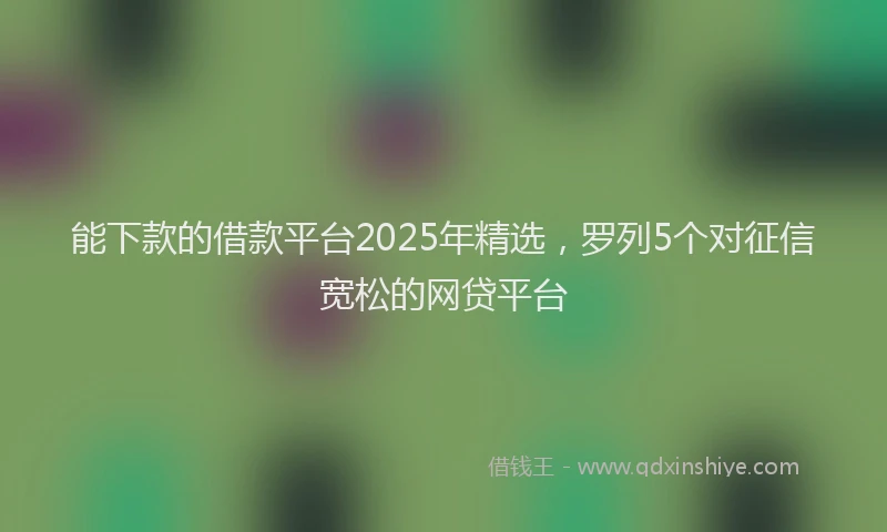 能下款的借款平台2025年精选，罗列5个对征信宽松的网贷平台