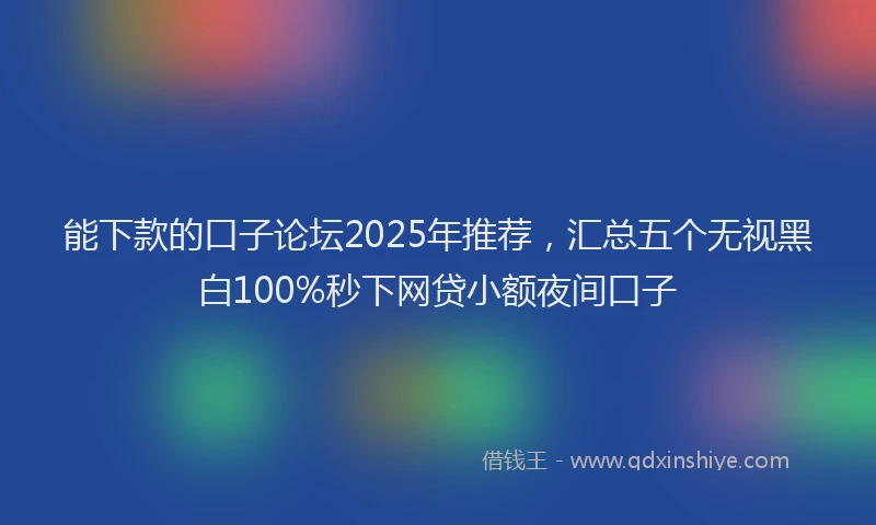 能下款的口子论坛2025年推荐，汇总五个无视黑白100%秒下网贷小额夜间口子