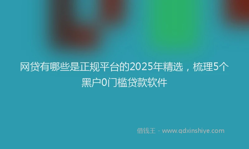 网贷有哪些是正规平台的2025年精选，梳理5个黑户0门槛贷款软件
