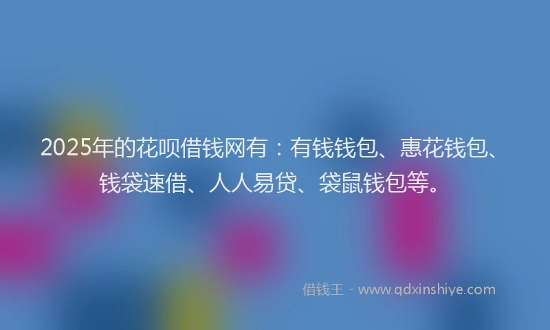 2025年的花呗借钱网有：有钱钱包、惠花钱包、钱袋速借、人人易贷、袋鼠钱包等。