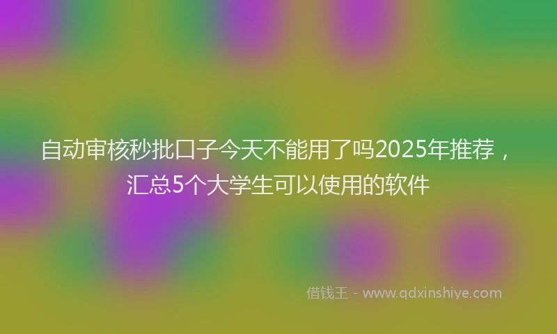 自动审核秒批口子今天不能用了吗2025年推荐，汇总5个大学生可以使用的软件