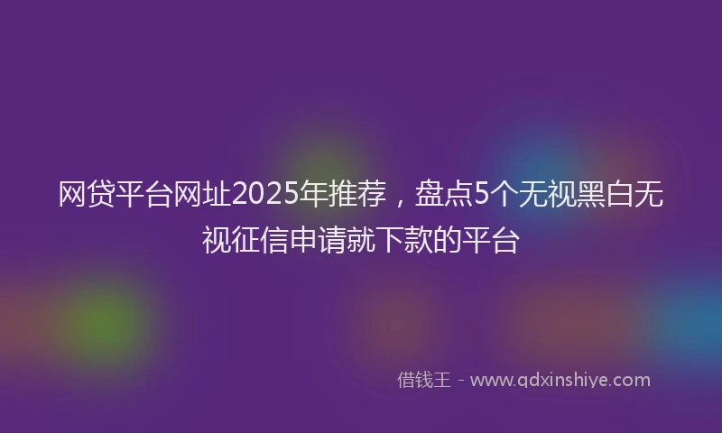 网贷平台网址2025年推荐，盘点5个无视黑白无视征信申请就下款的平台