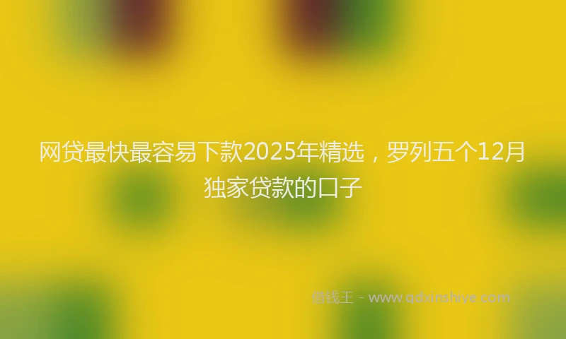 网贷最快最容易下款2025年精选，罗列五个12月独家贷款的口子