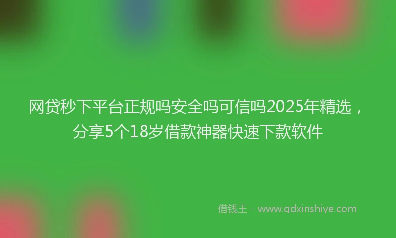 网贷秒下平台正规吗安全吗可信吗2025年精选，分享5个18岁借款神器快速下款软件