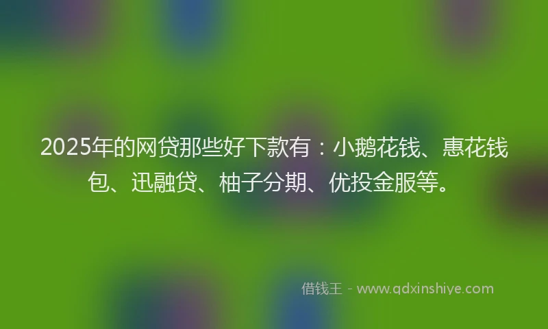 2025年的网贷那些好下款有：小鹅花钱、惠花钱包、迅融贷、柚子分期、优投金服等。