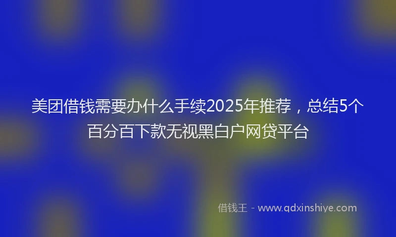 美团借钱需要办什么手续2025年推荐，总结5个百分百下款无视黑白户网贷平台