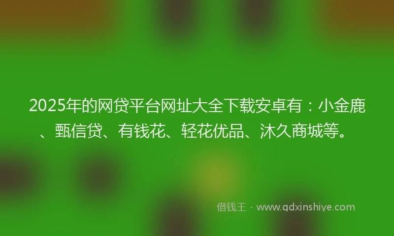 2025年的网贷平台网址大全下载安卓有：小金鹿、甄信贷、有钱花、轻花优品、沐久商城等。