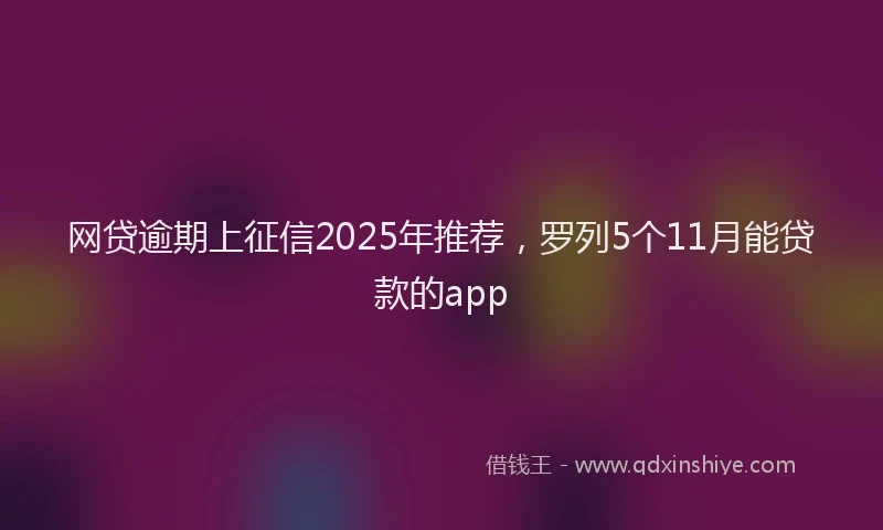 网贷逾期上征信2025年推荐，罗列5个11月能贷款的app