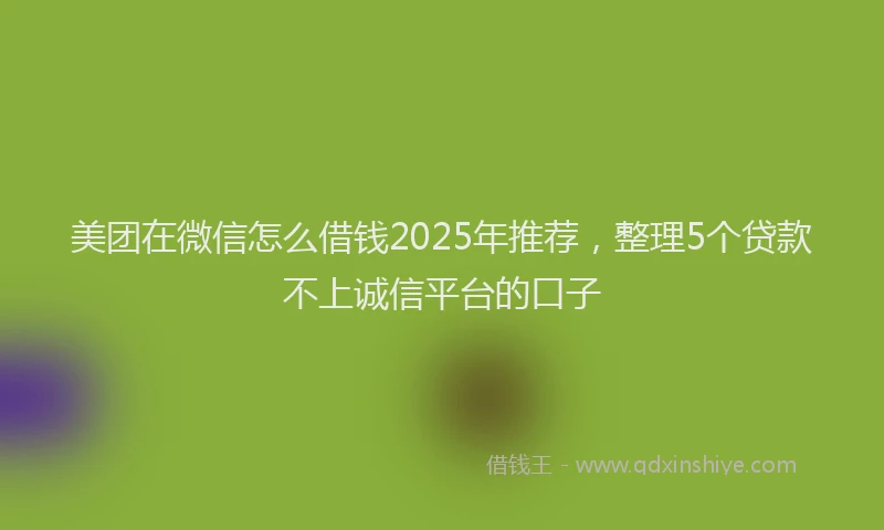 美团在微信怎么借钱2025年推荐，整理5个贷款不上诚信平台的口子