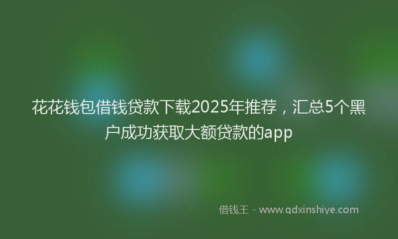 花花钱包借钱贷款下载2025年推荐，汇总5个黑户成功获取大额贷款的app