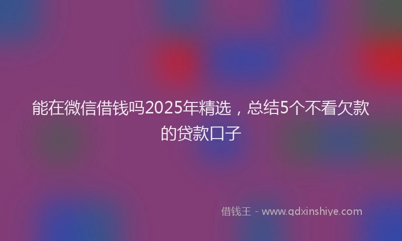能在微信借钱吗2025年精选，总结5个不看欠款的贷款口子