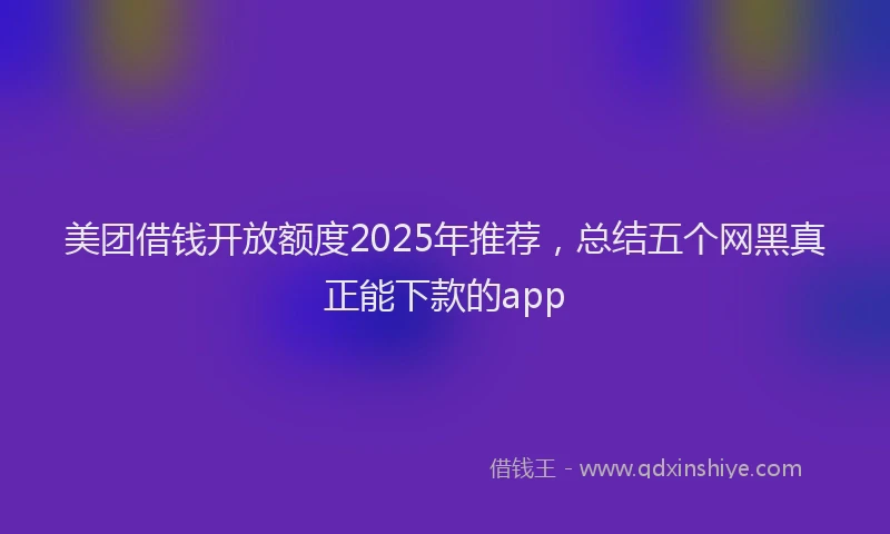 美团借钱开放额度2025年推荐，总结五个网黑真正能下款的app