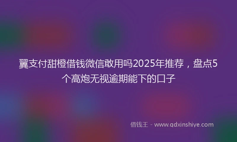 翼支付甜橙借钱微信敢用吗2025年推荐，盘点5个高炮无视逾期能下的口子