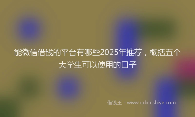 能微信借钱的平台有哪些2025年推荐，概括五个大学生可以使用的口子