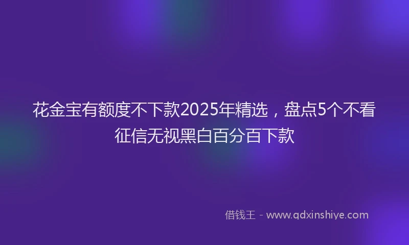 花金宝有额度不下款2025年精选，盘点5个不看征信无视黑白百分百下款