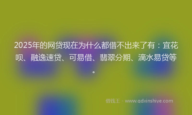 2025年的网贷现在为什么都借不出来了有：宜花呗、融逸速贷、可易借、翡翠分期、滴水易贷等。