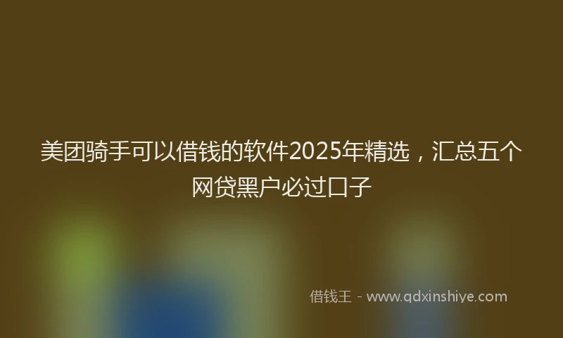 美团骑手可以借钱的软件2025年精选，汇总五个网贷黑户必过口子