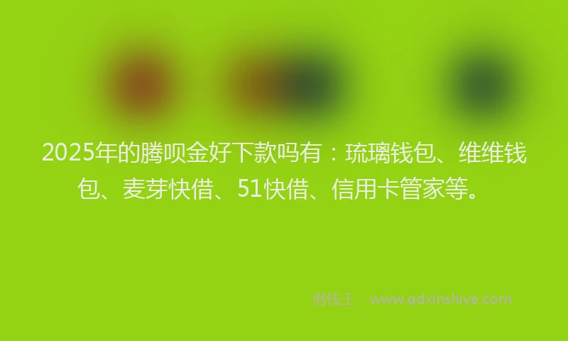 2025年的腾呗金好下款吗有：琉璃钱包、维维钱包、麦芽快借、51快借、信用卡管家等。