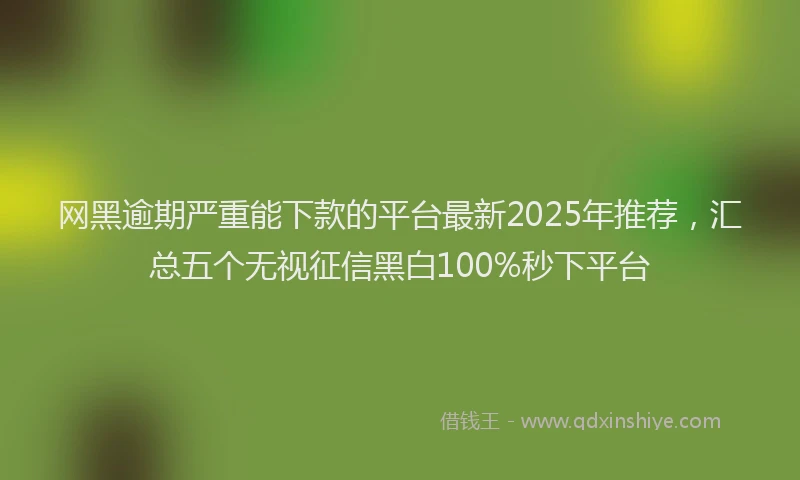 网黑逾期严重能下款的平台最新2025年推荐，汇总五个无视征信黑白100%秒下平台