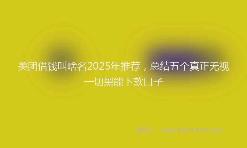 美团借钱叫啥名2025年推荐，总结五个真正无视一切黑能下款口子