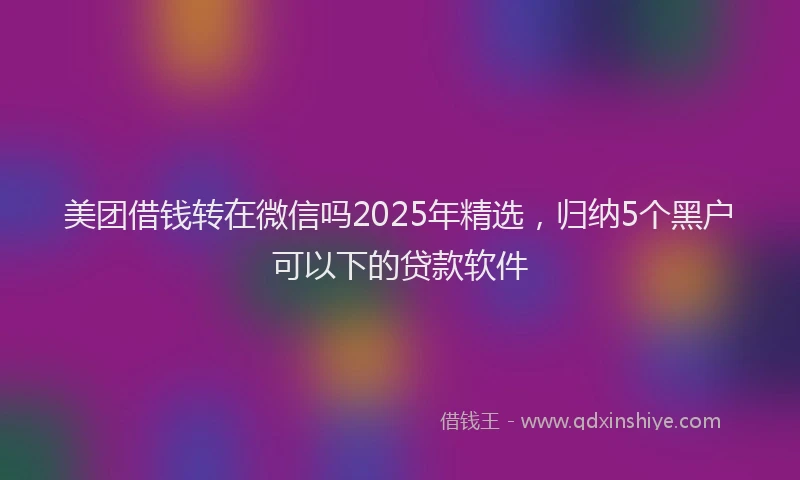 美团借钱转在微信吗2025年精选，归纳5个黑户可以下的贷款软件