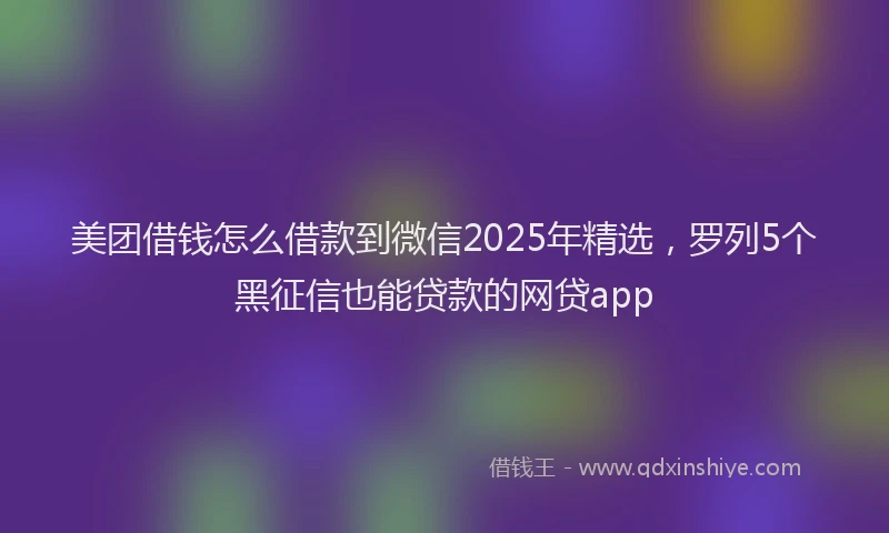 美团借钱怎么借款到微信2025年精选，罗列5个黑征信也能贷款的网贷app