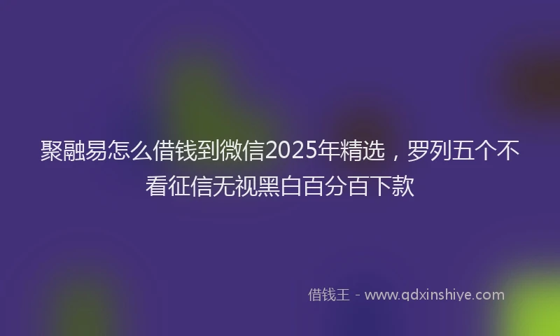 聚融易怎么借钱到微信2025年精选，罗列五个不看征信无视黑白百分百下款