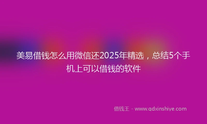 美易借钱怎么用微信还2025年精选，总结5个手机上可以借钱的软件