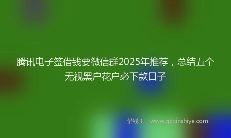 腾讯电子签借钱要微信群2025年推荐，总结五个无视黑户花户必下款口子