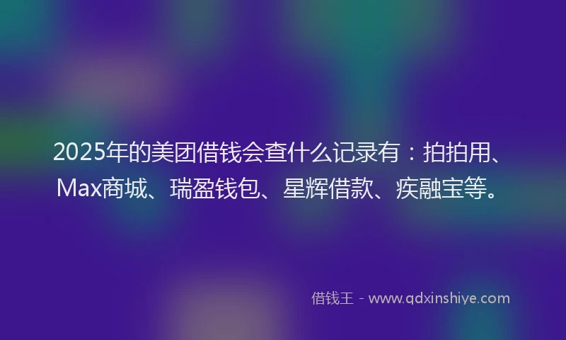 2025年的美团借钱会查什么记录有：拍拍用、Max商城、瑞盈钱包、星辉借款、疾融宝等。