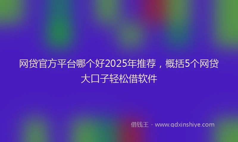 网贷官方平台哪个好2025年推荐，概括5个网贷大口子轻松借软件