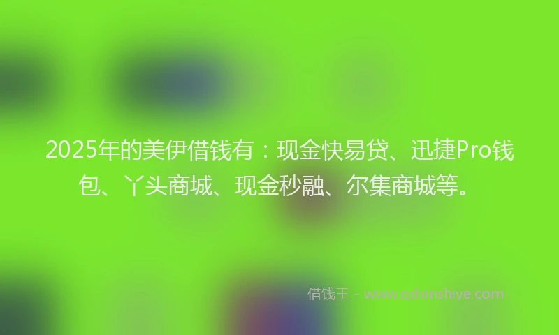 2025年的美伊借钱有：现金快易贷、迅捷Pro钱包、丫头商城、现金秒融、尔集商城等。
