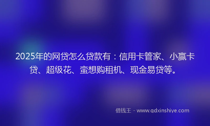 2025年的网贷怎么贷款有：信用卡管家、小赢卡贷、超级花、蛮想购租机、现金易贷等。