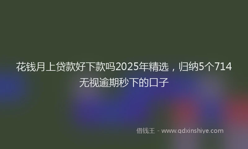 花钱月上贷款好下款吗2025年精选，归纳5个714无视逾期秒下的口子