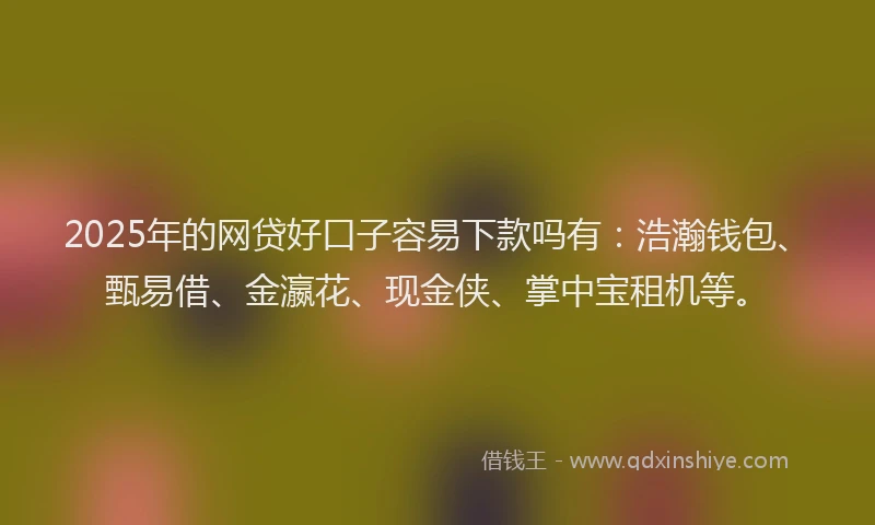 2025年的网贷好口子容易下款吗有：浩瀚钱包、甄易借、金瀛花、现金侠、掌中宝租机等。
