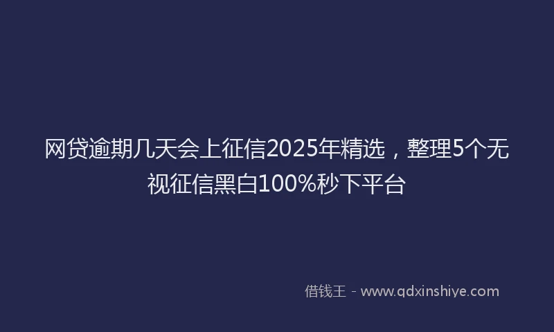 网贷逾期几天会上征信2025年精选，整理5个无视征信黑白100%秒下平台