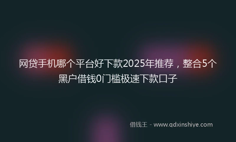 网贷手机哪个平台好下款2025年推荐，整合5个黑户借钱0门槛极速下款口子