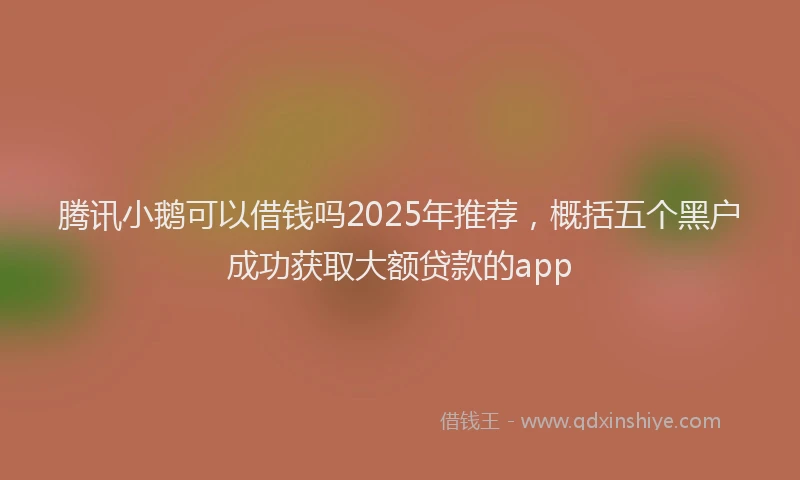 腾讯小鹅可以借钱吗2025年推荐，概括五个黑户成功获取大额贷款的app