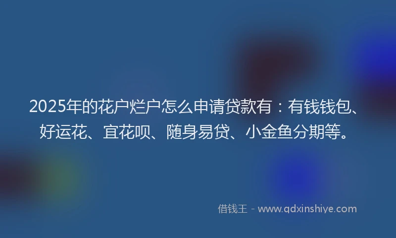 2025年的花户烂户怎么申请贷款有：有钱钱包、好运花、宜花呗、随身易贷、小金鱼分期等。