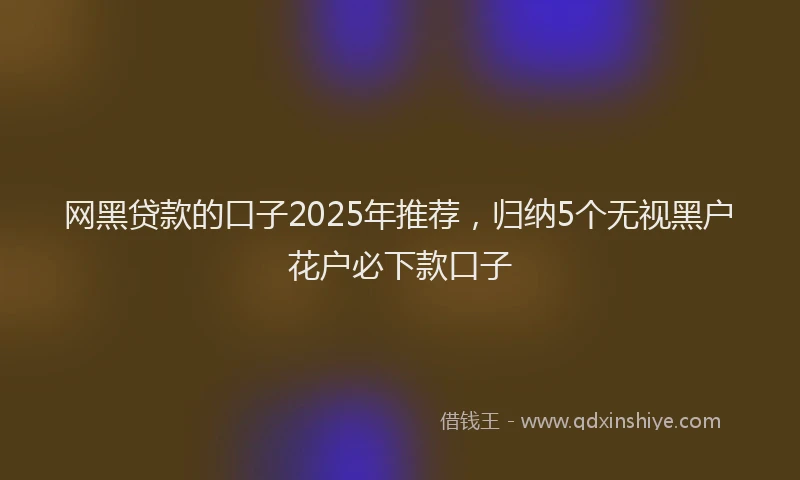 网黑贷款的口子2025年推荐，归纳5个无视黑户花户必下款口子