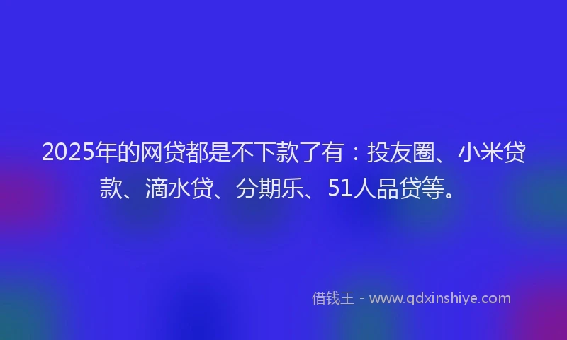 2025年的网贷都是不下款了有：投友圈、小米贷款、滴水贷、分期乐、51人品贷等。